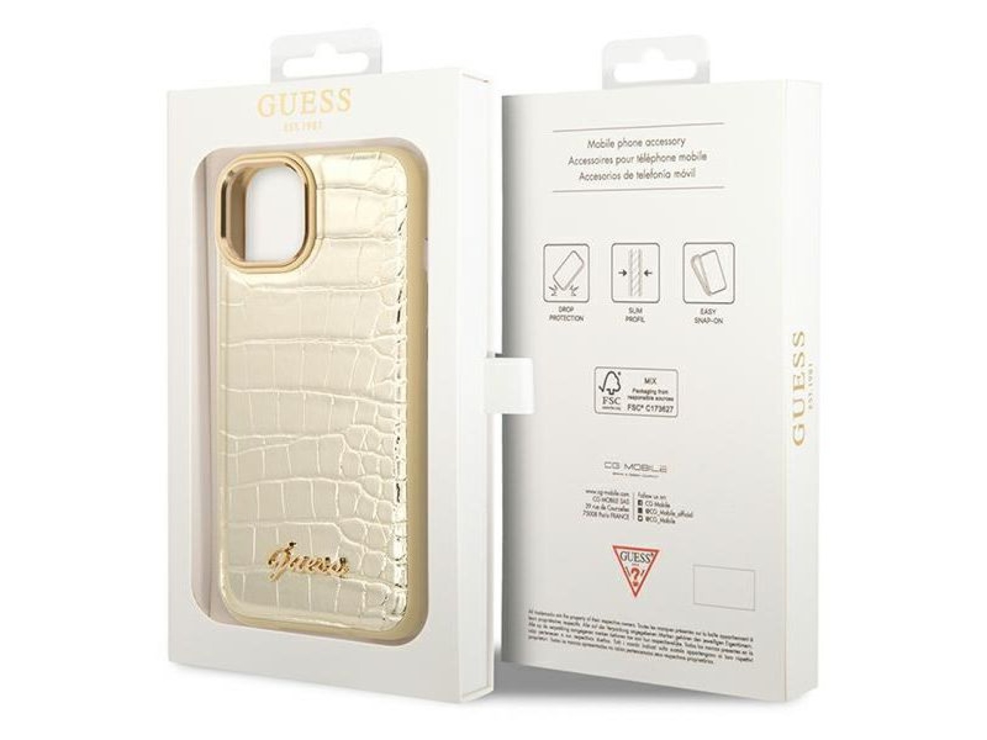 Funda rígida dorada Guess GUHCP14MHGCRHD para iPhone 14 Plus de 6,7 pulgadas, color dorado, colecció