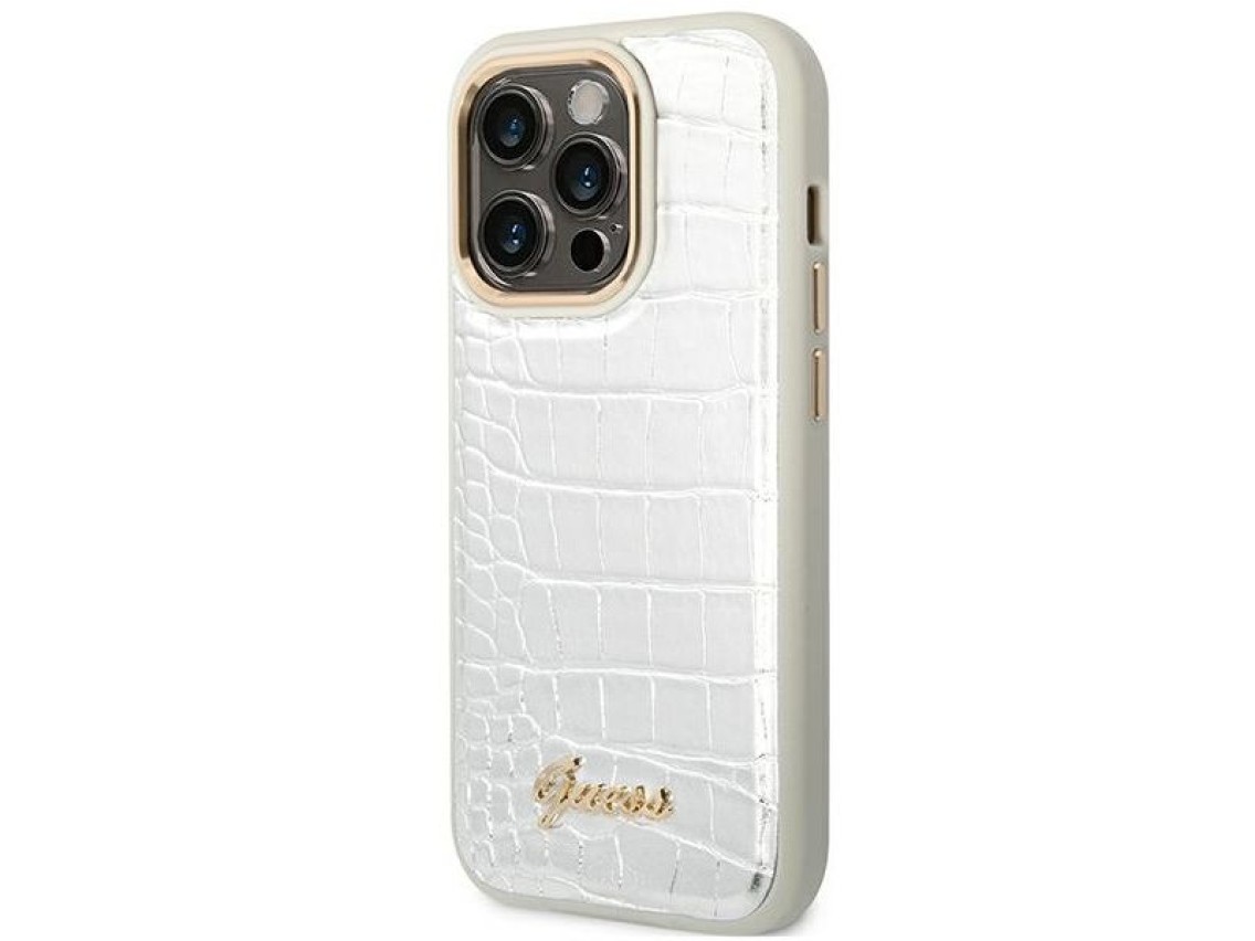 Guess Croco Collection case for iPhone 14 Pro 6.1" - silver