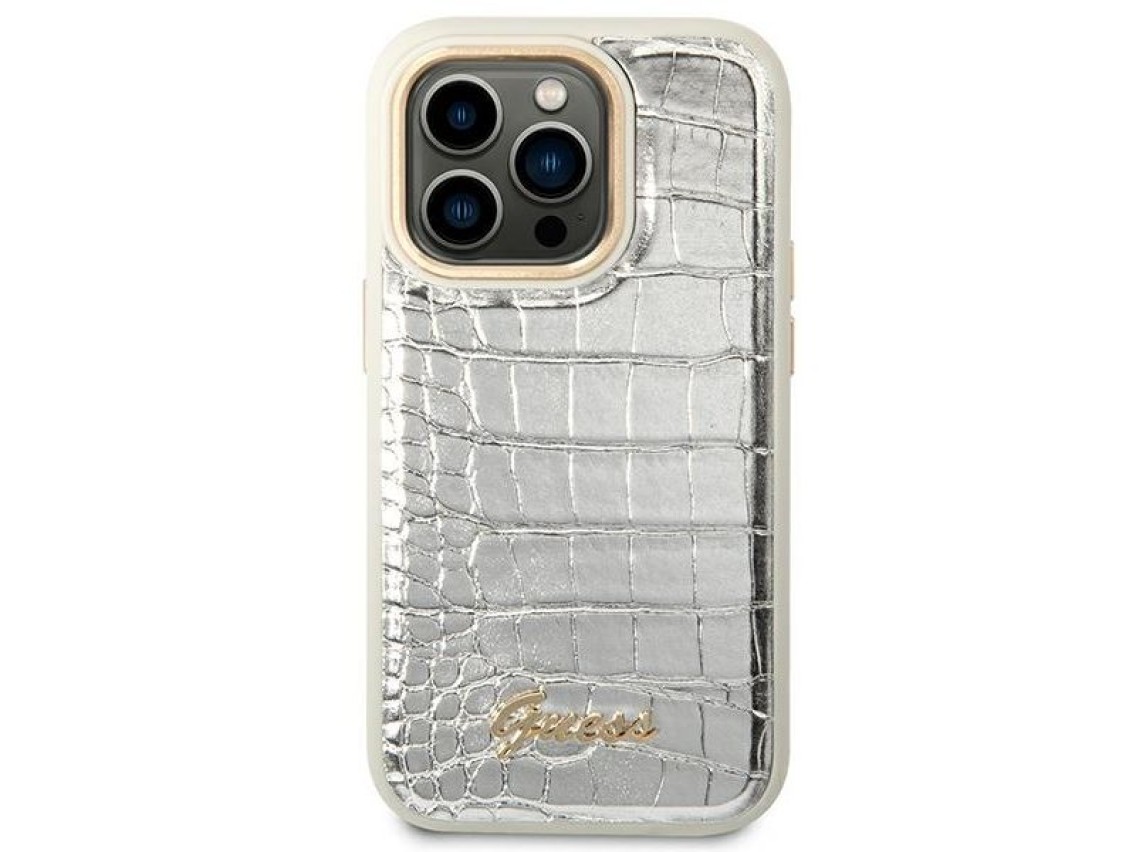Guess Croco Collection case for iPhone 14 Pro 6.1" - silver