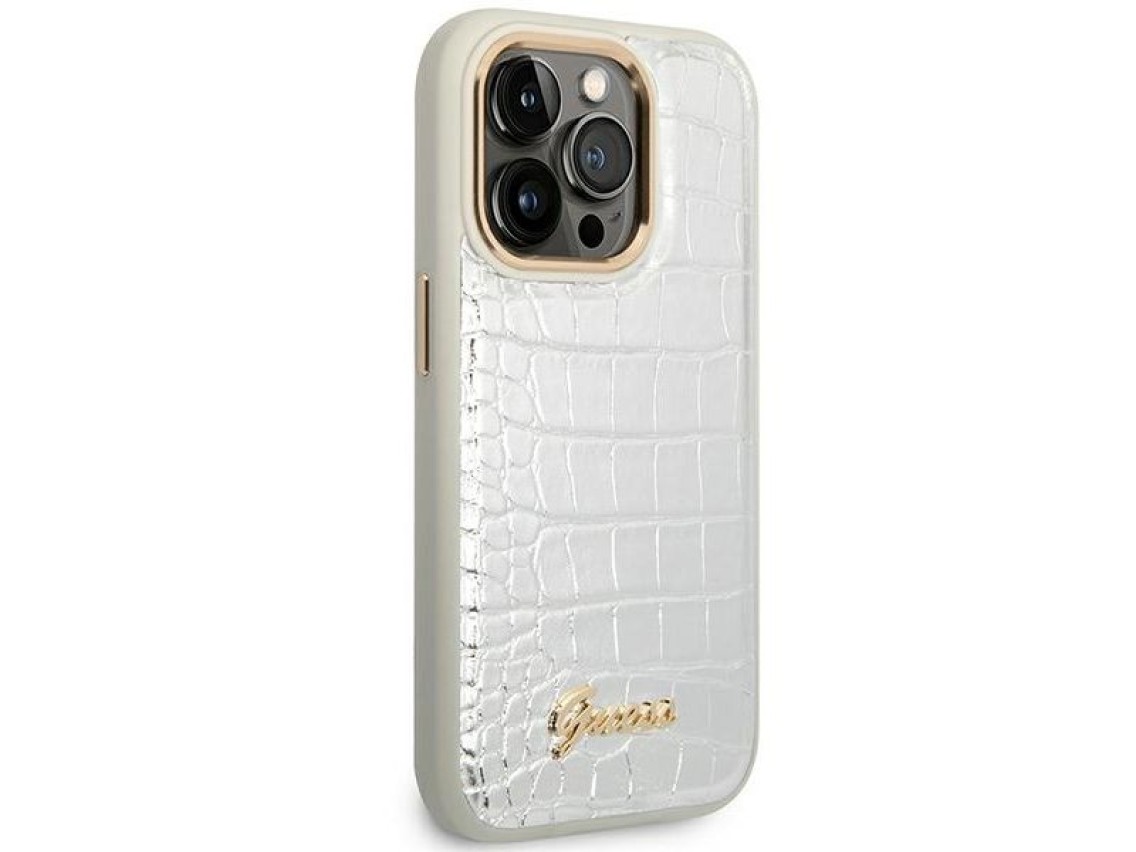 Guess Croco Collection case for iPhone 14 Pro 6.1" - silver
