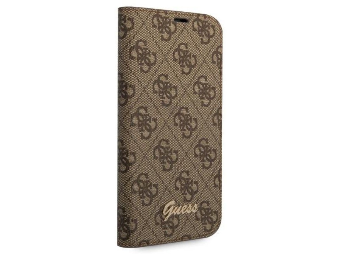 Guess GUBKP14SHG4SHW iPhone 14 6.1 "marrón / libro marrón 4G Vintage Gold Logo