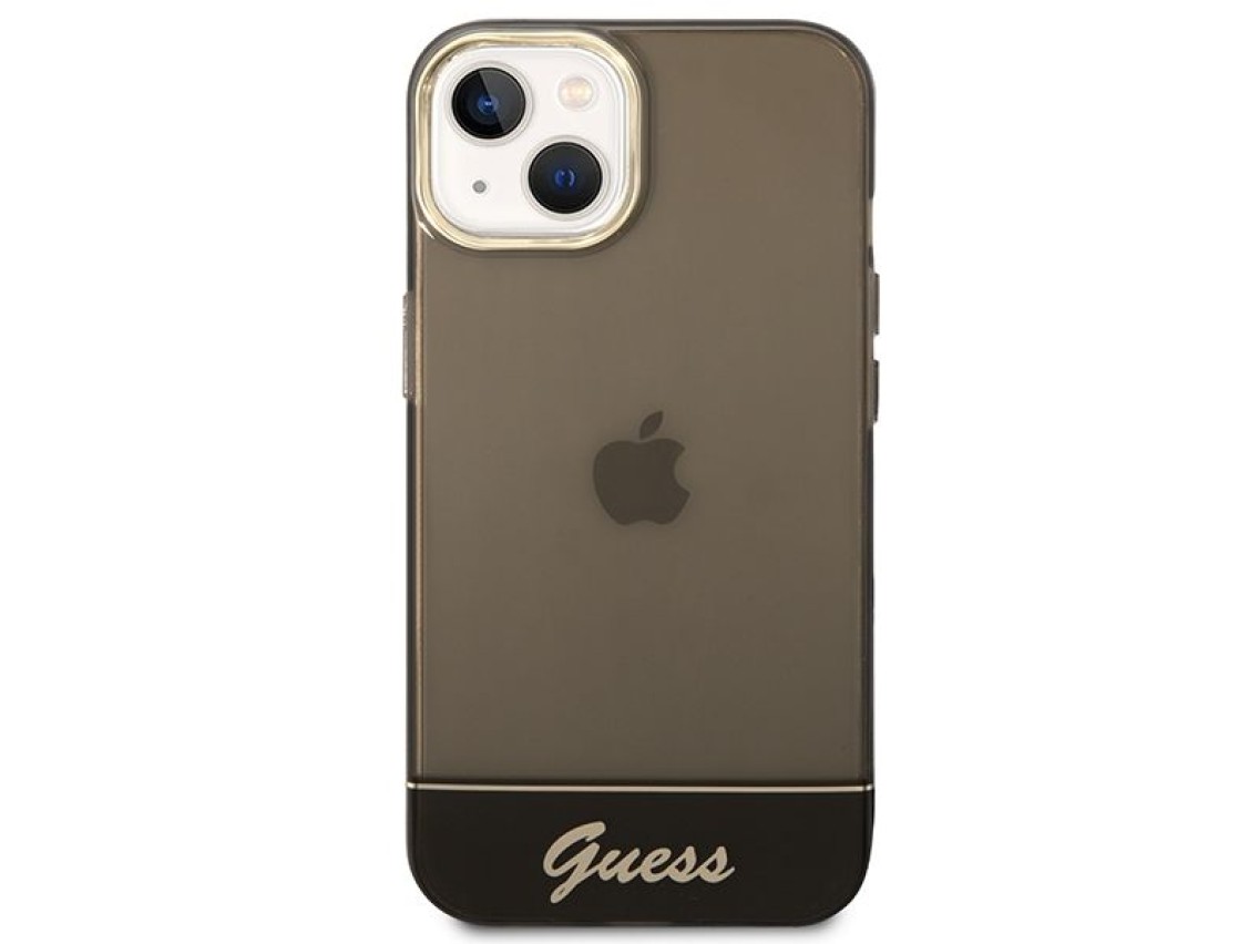 Funda rígida translúcida Guess GUHCP14MHGCOK para iPhone 14 Plus de 6,7 pulgadas, color negro.
