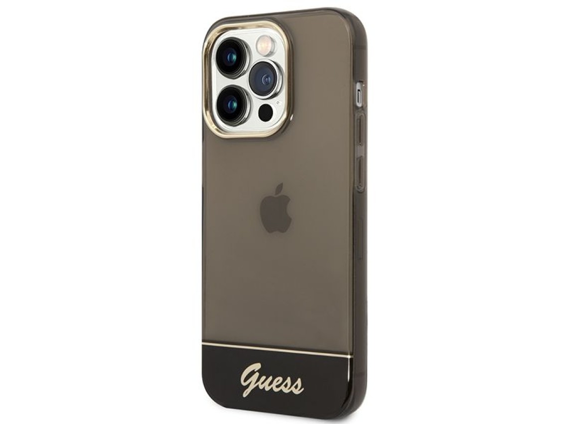 Capa Guess GUHCP14LHGCOK para iPhone 14 Pro 6.1 "preta / capa rígida preta translúcida