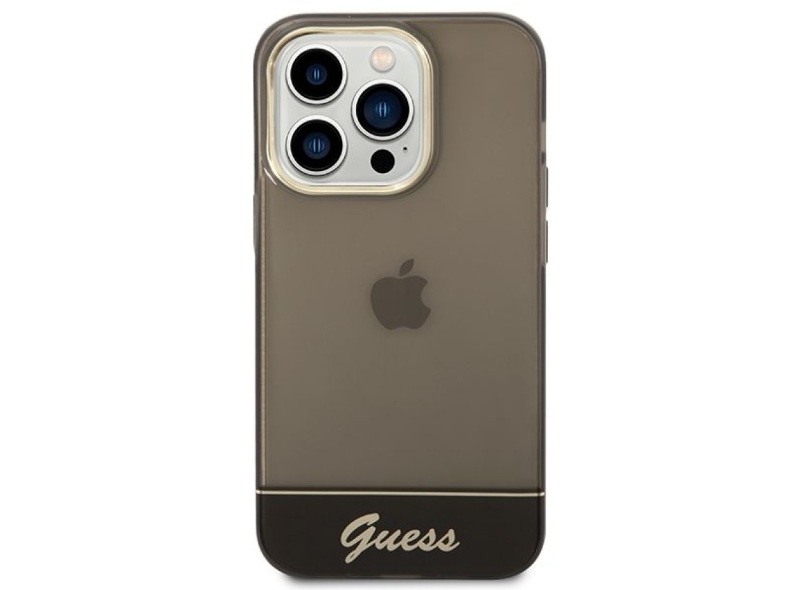 Capa Guess GUHCP14LHGCOK para iPhone 14 Pro 6.1 "preta / capa rígida preta translúcida