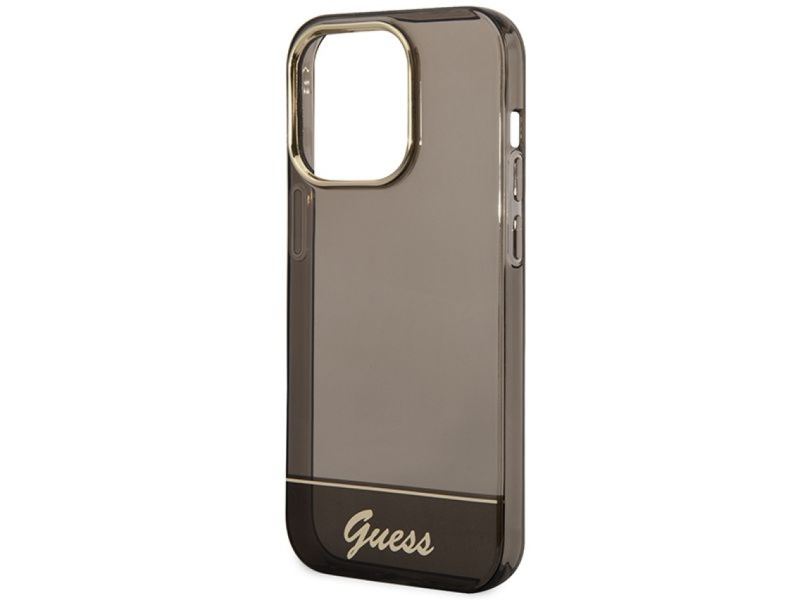 Capa Guess GUHCP14LHGCOK para iPhone 14 Pro 6.1 "preta / capa rígida preta translúcida