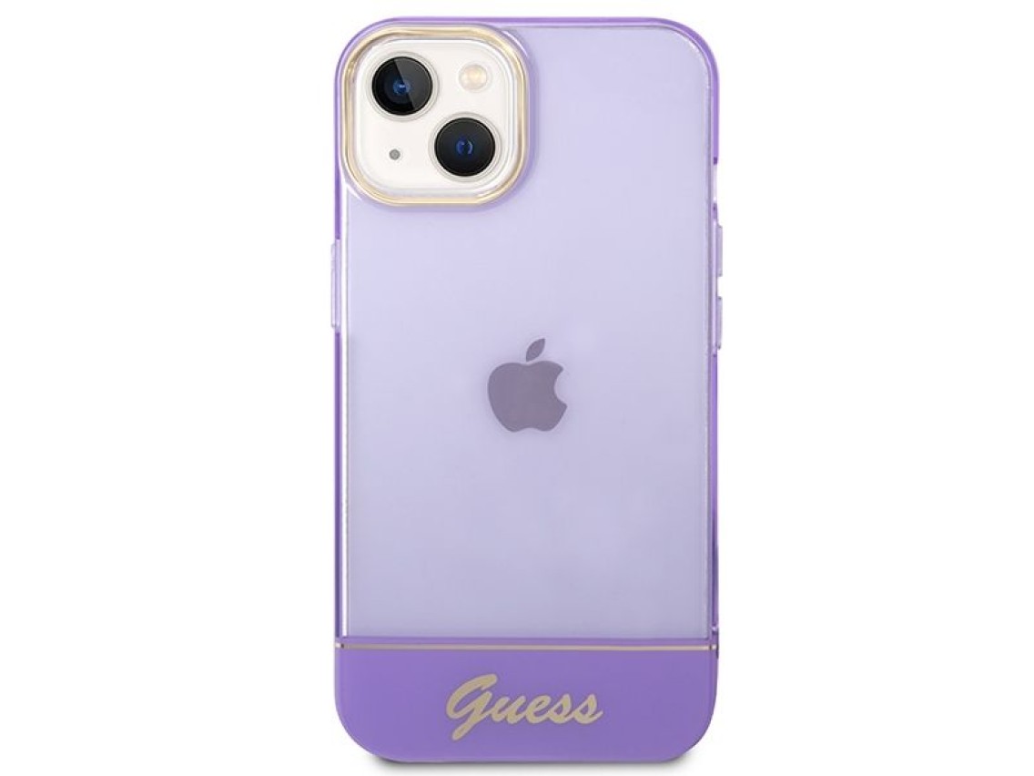 Capa rígida translúcida Guess GUHCP14MHGCOU para iPhone 14 Plus de 6,7 polegadas, violeta/roxa