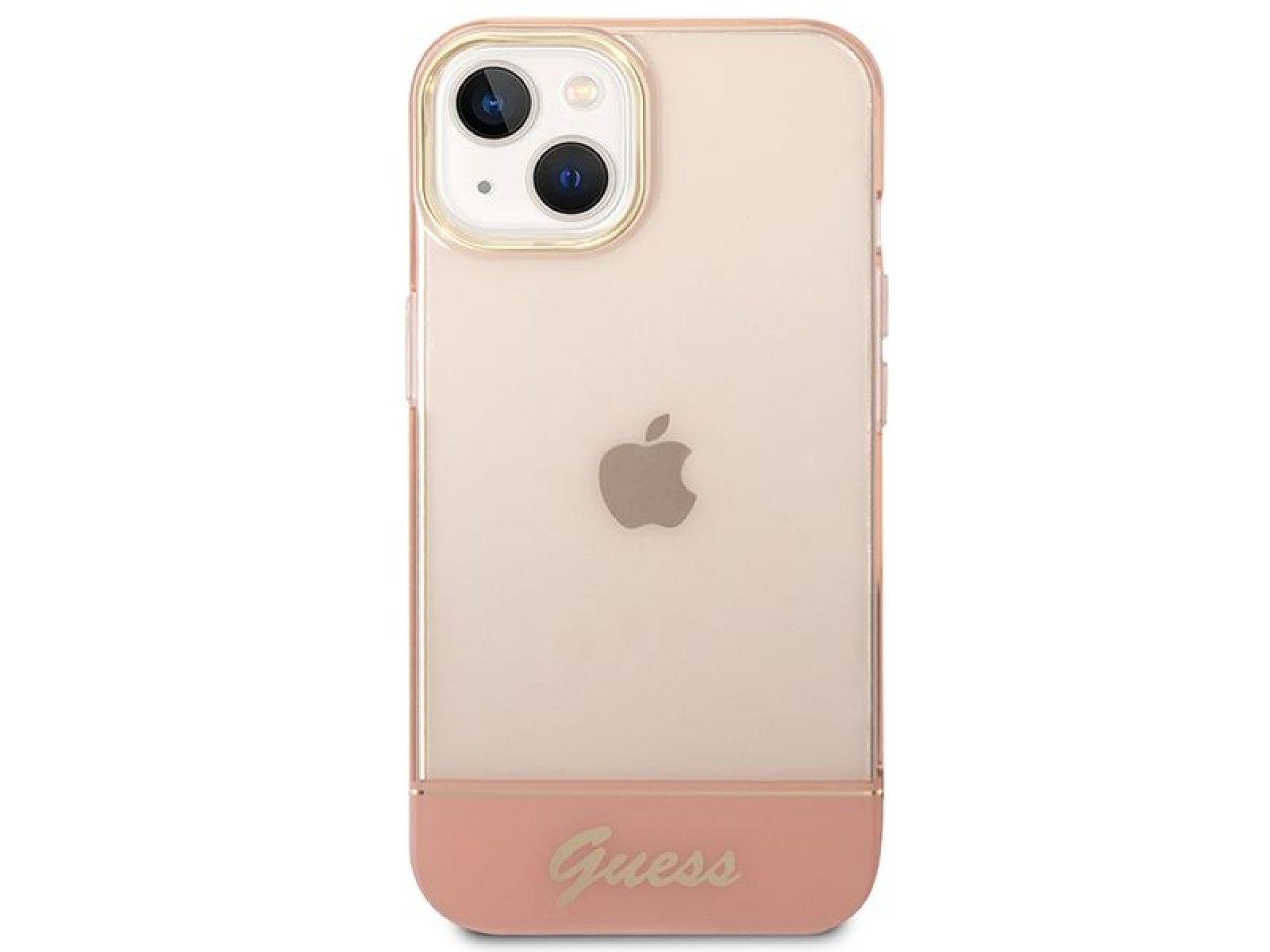 Capa rígida rosa translúcida Guess GUHCP14MHGCOP para iPhone 14 Plus de 6,7 polegadas