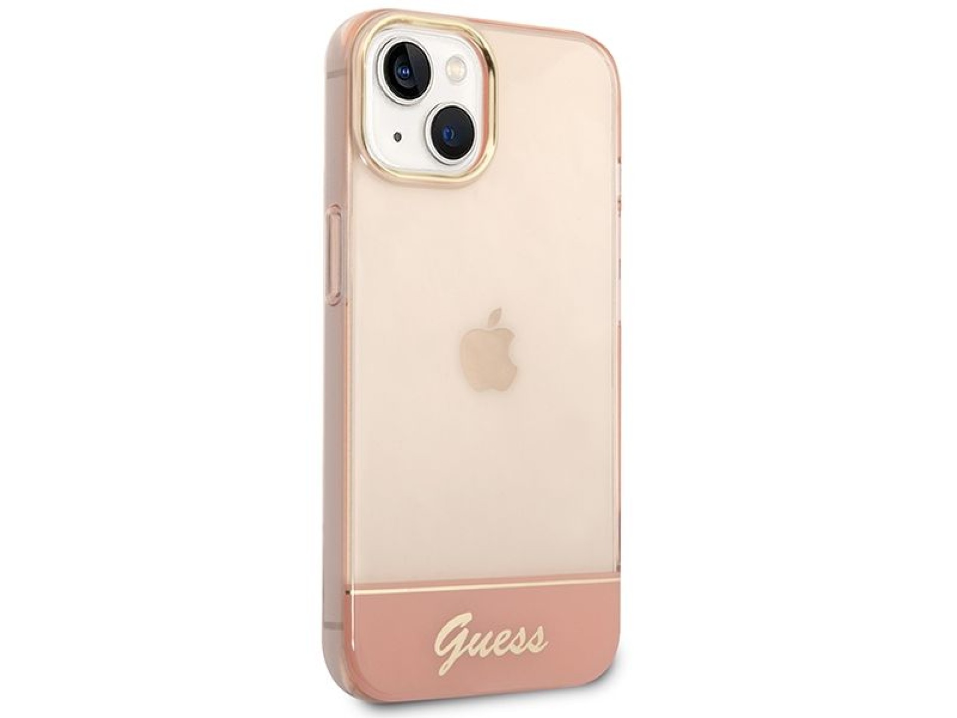 Capa rígida rosa translúcida Guess GUHCP14MHGCOP para iPhone 14 Plus de 6,7 polegadas
