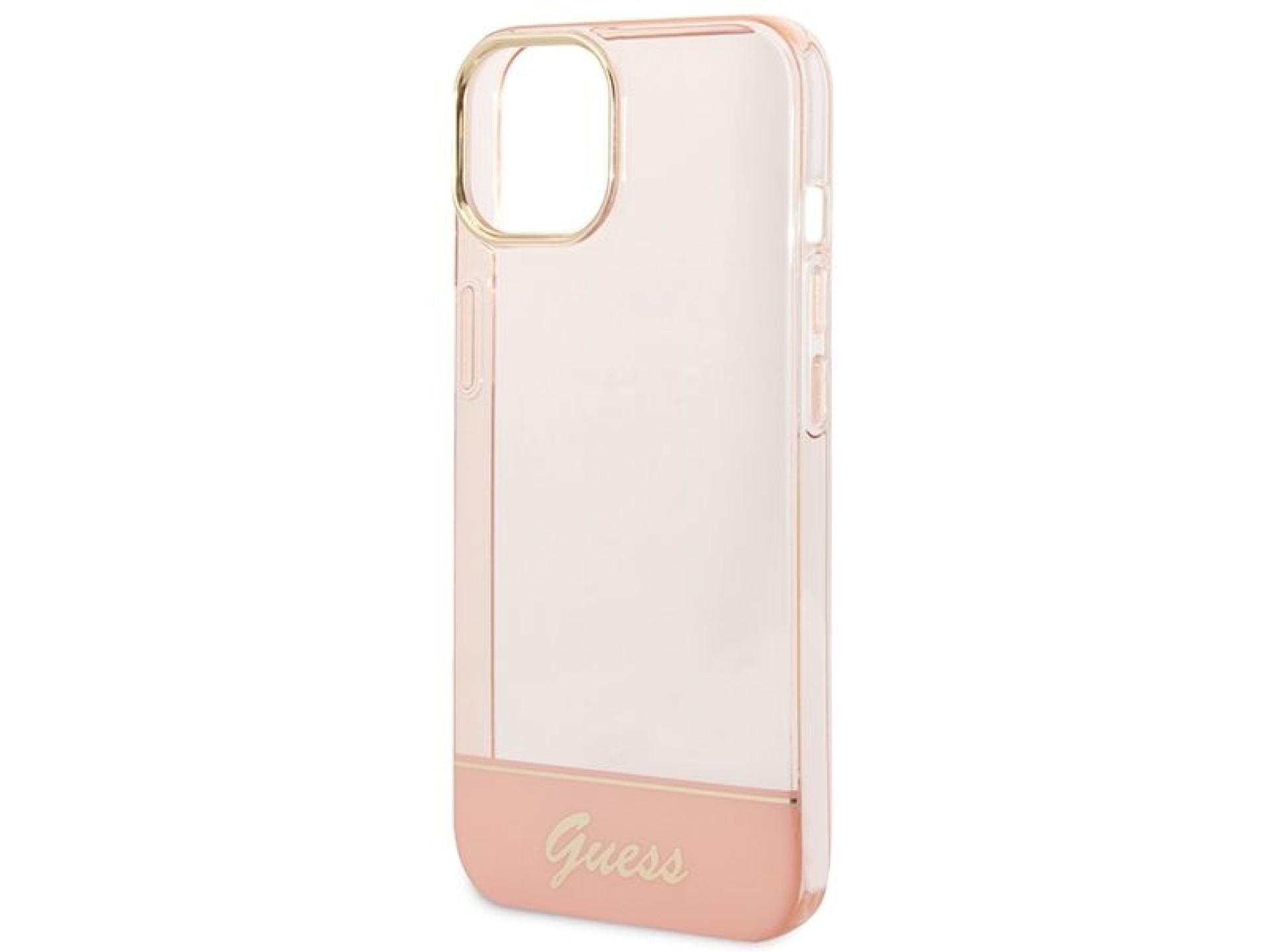 Capa rígida rosa translúcida Guess GUHCP14MHGCOP para iPhone 14 Plus de 6,7 polegadas
