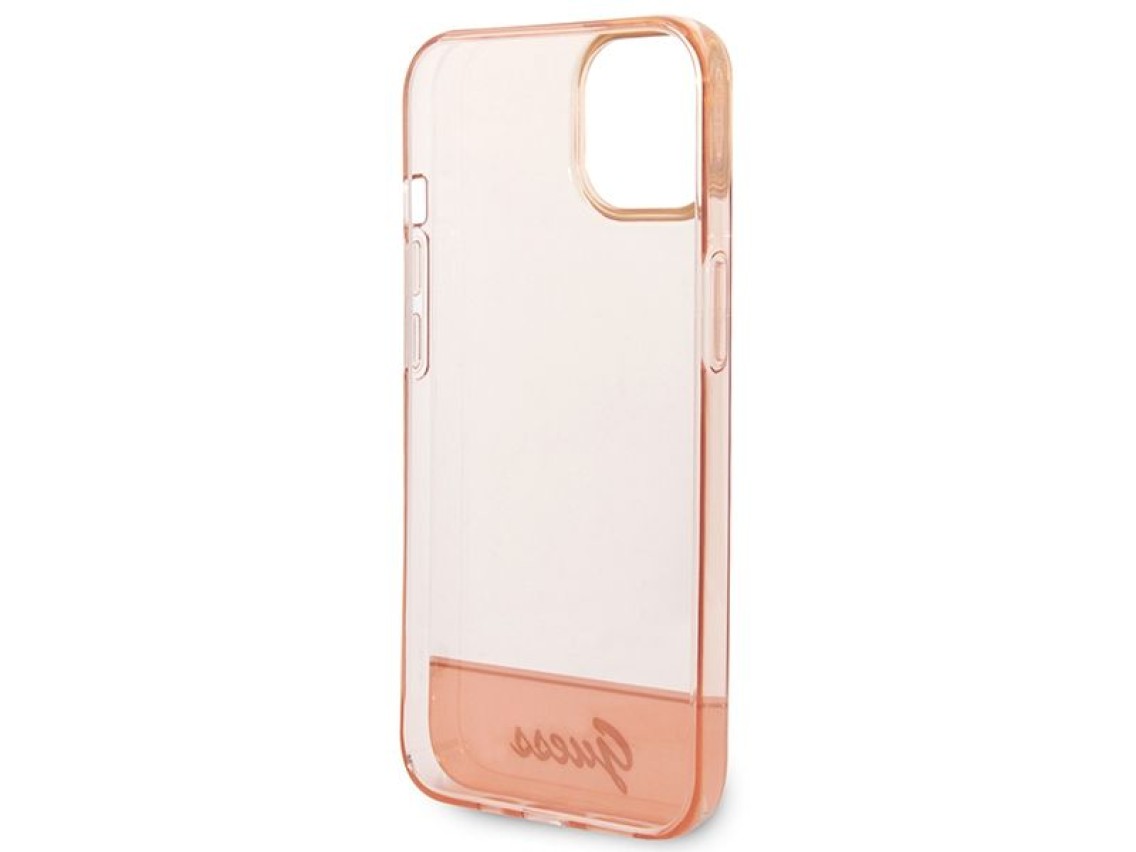 Capa rígida rosa translúcida Guess GUHCP14MHGCOP para iPhone 14 Plus de 6,7 polegadas