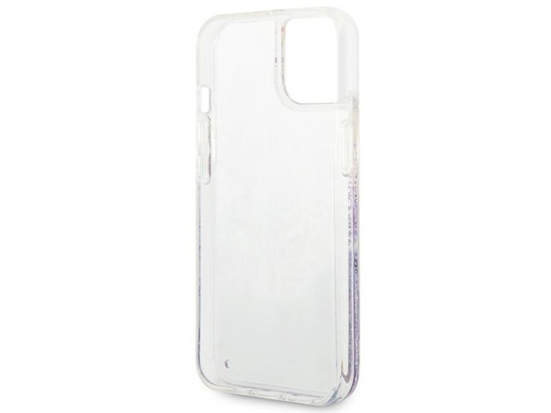 Capa rígida Guess GUHCP14MLFLSU para iPhone 14 Plus de 6,7 polegadas, violeta/roxa, com glitter líqu