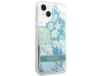 Guess GUHCP14SLFLSN iPhone 14 6.1 "verde / capa rígida verde com glitter líquido floral Guess GUHCP14SLFLSN iPhone 14 6.1 "verde / capa rígida verde com glitter líquido floral