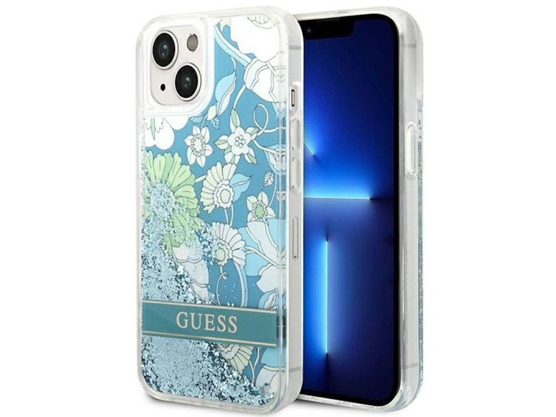 Guess GUHCP14MLFLSN iPhone 14 Plus 6.7 "green / green hardcase Flower Liquid Glitter