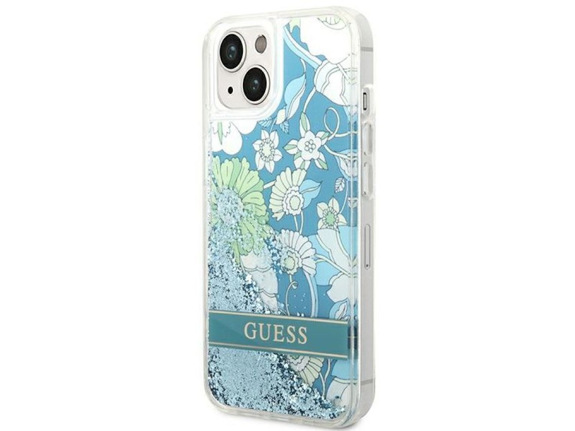 Guess GUHCP14MLFLSN iPhone 14 Plus 6.7 "green / green hardcase Flower Liquid Glitter