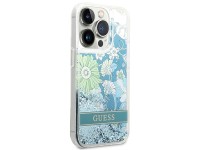 Capa Guess Flower Liquid Glitter para iPhone 14 Pro Max - verde Capa Guess Flower Liquid Glitter para iPhone 14 Pro Max - verde