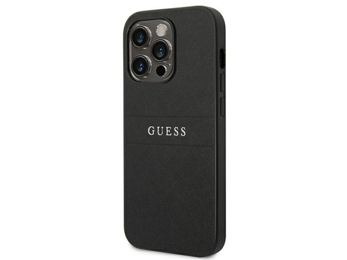 Guess Saffiano Strap Case for iPhone 14 Pro - Black