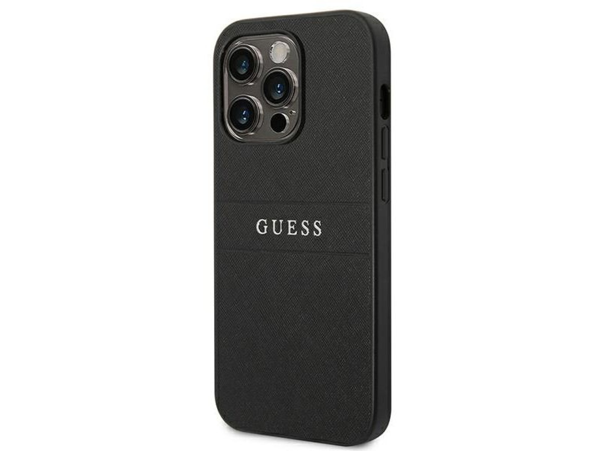Guess Saffiano Strap Case for iPhone 14 Pro - Black