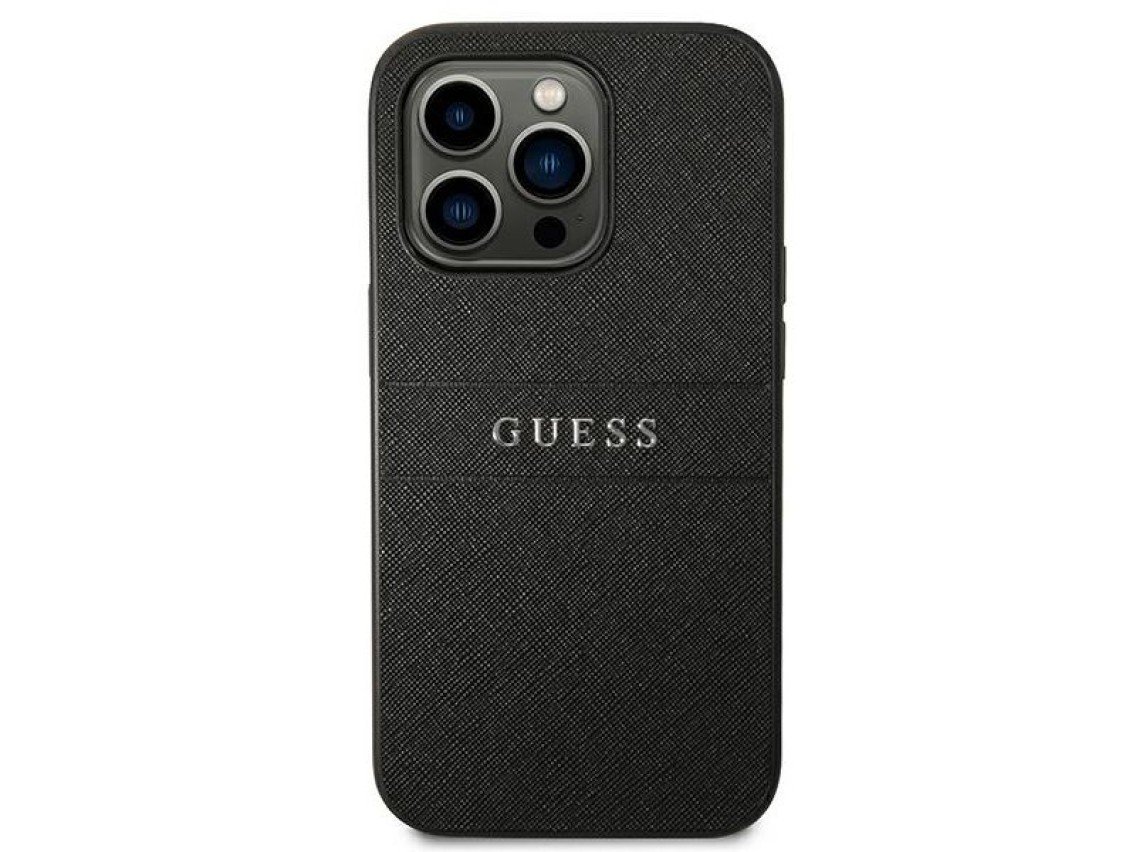 Guess Saffiano Strap Case for iPhone 14 Pro - Black