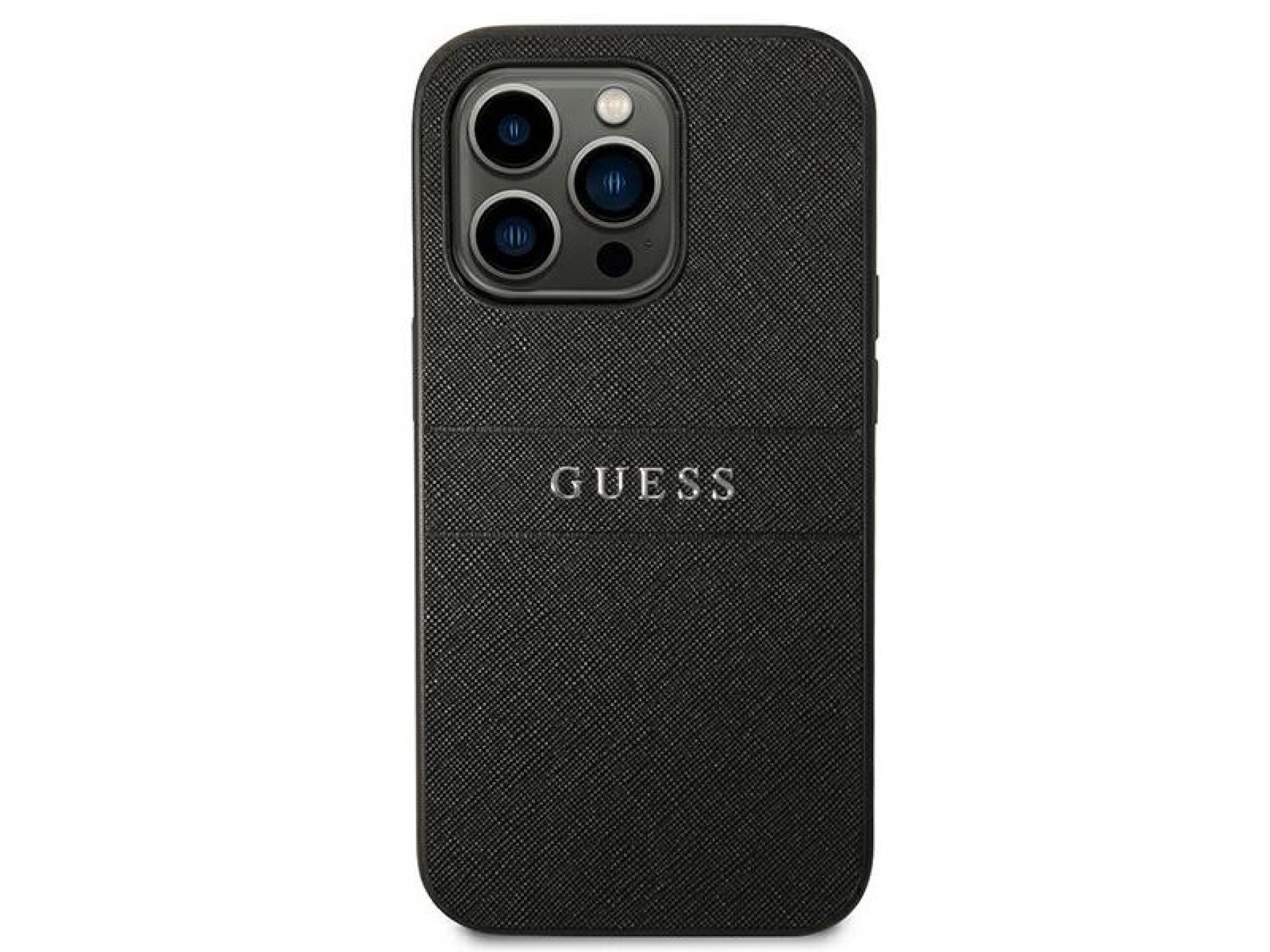 Guess Saffiano Strap Case for iPhone 14 Pro - Black