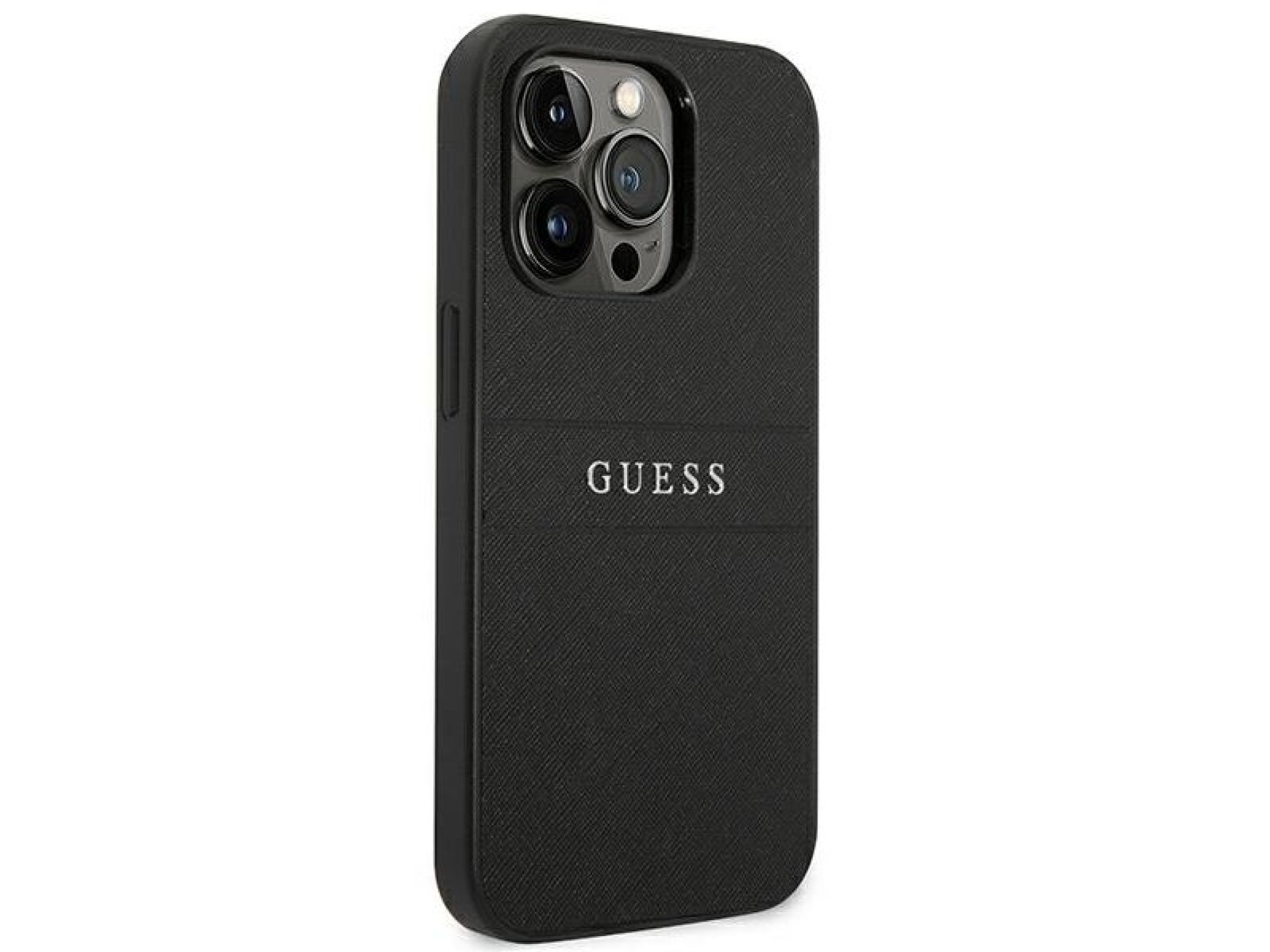 Guess Saffiano Strap Case for iPhone 14 Pro - Black