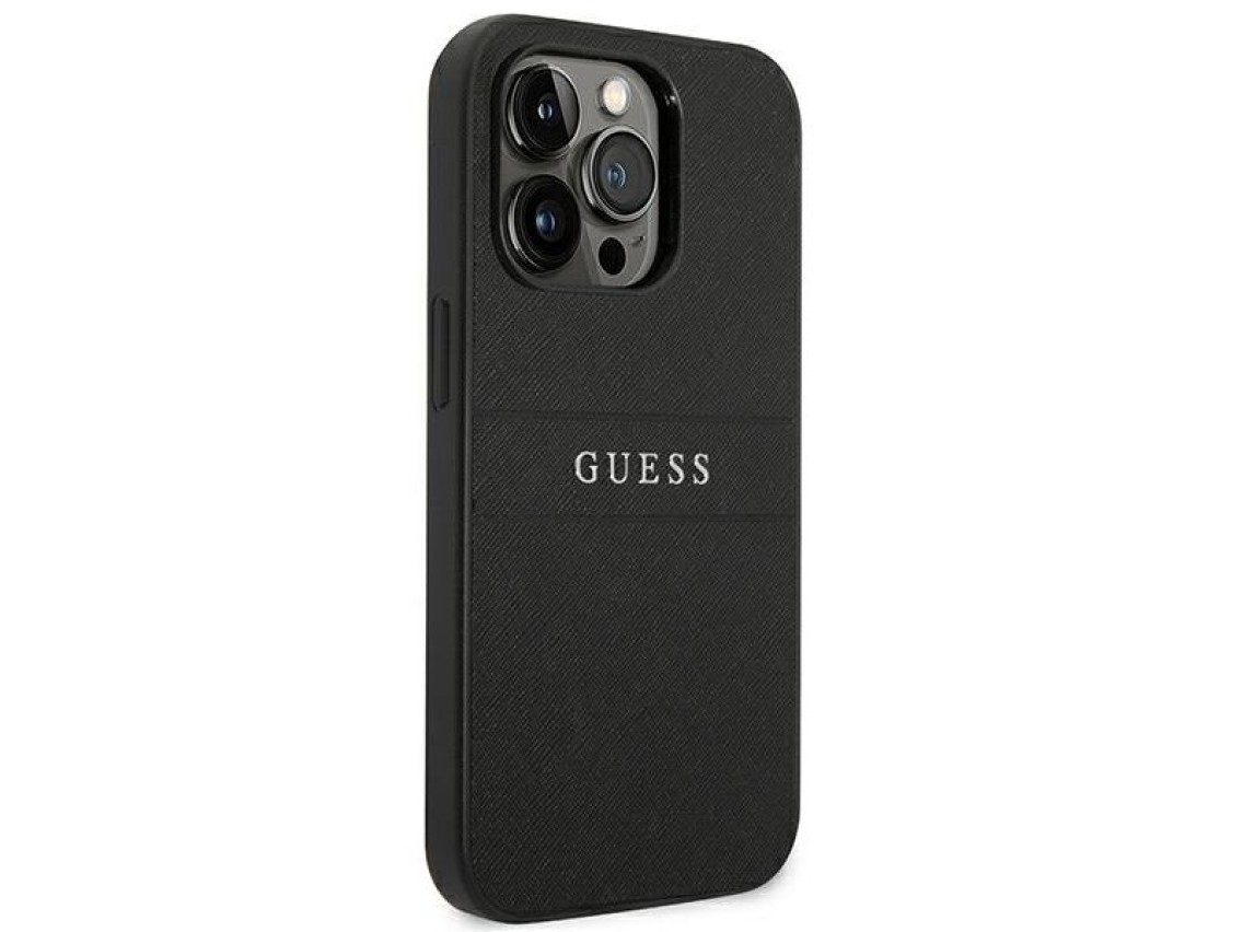 Guess Saffiano Strap Case for iPhone 14 Pro - Black