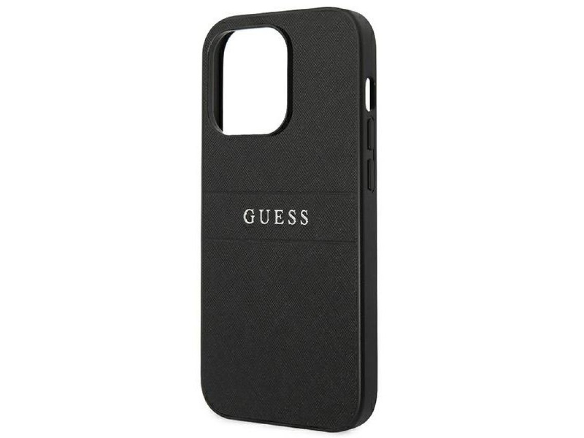 Guess Saffiano Strap Case for iPhone 14 Pro - Black