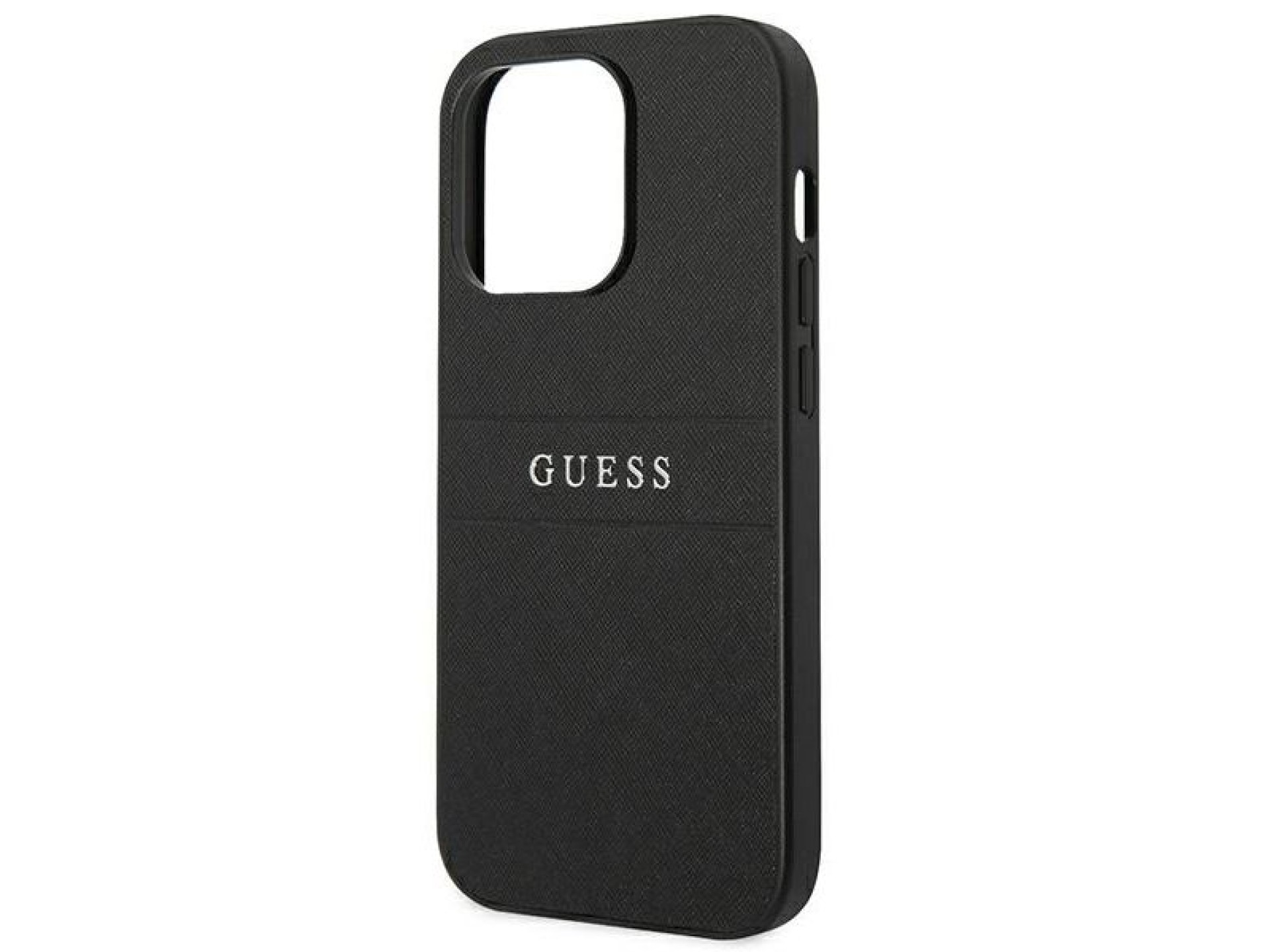 Guess Saffiano Strap Case for iPhone 14 Pro - Black