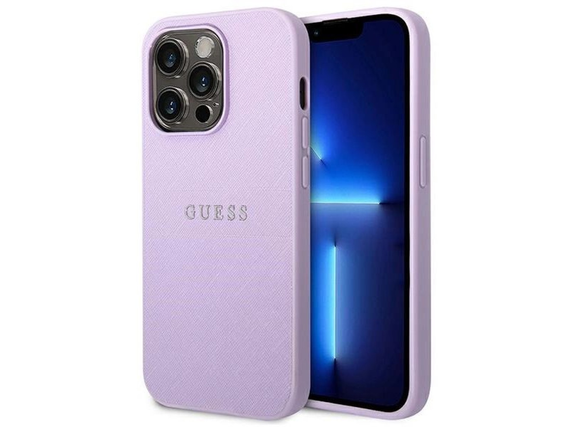 Funda Guess Saffiano con correa para iPhone 14 Pro - Morado