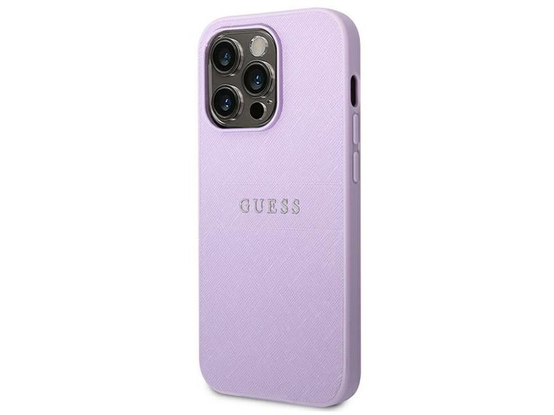 Funda Guess Saffiano con correa para iPhone 14 Pro - Morado