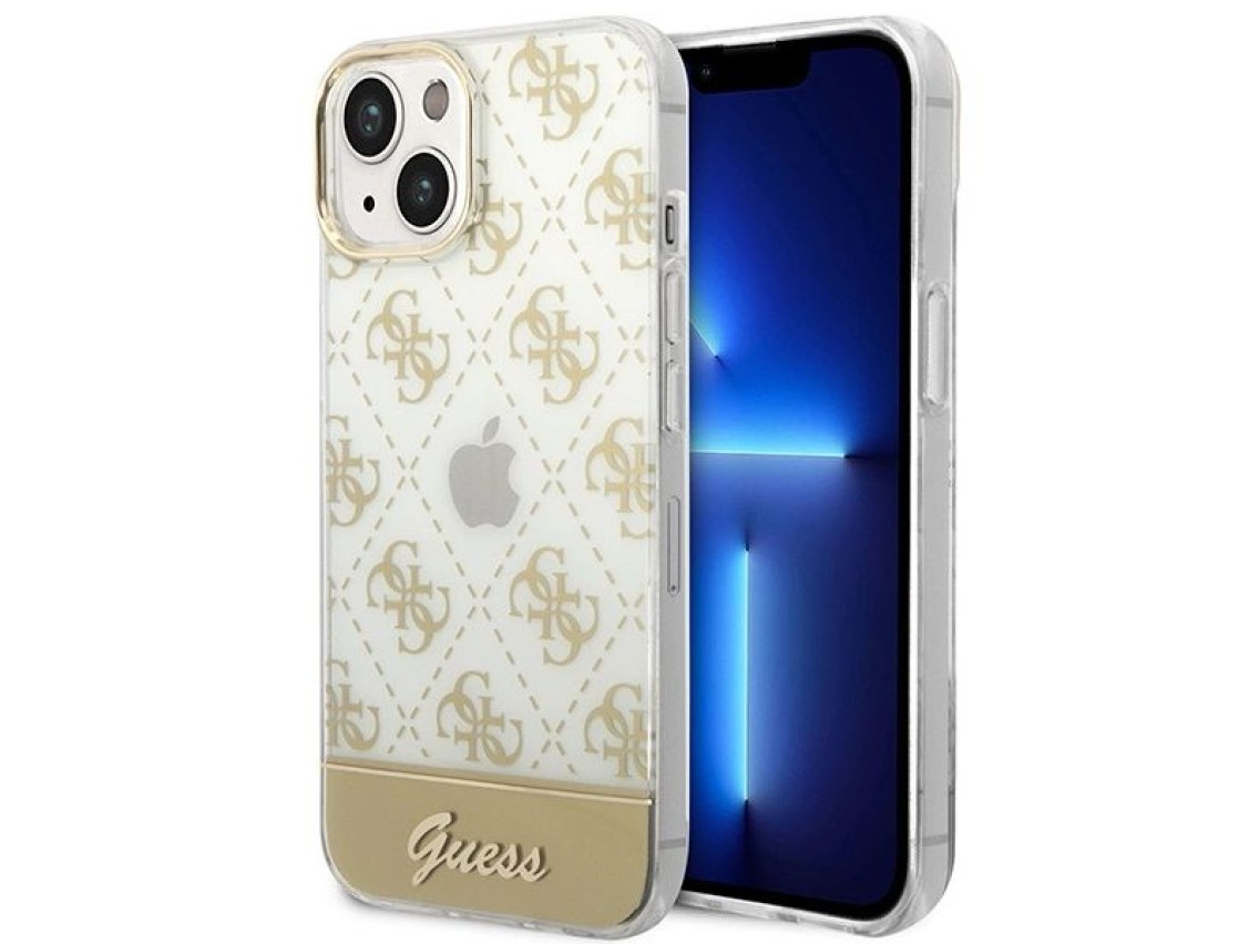 Guess GUHCP14MHG4MHG iPhone 14 Plus 6.7 "dourado / capa rígida dourada 4G Padrão Script