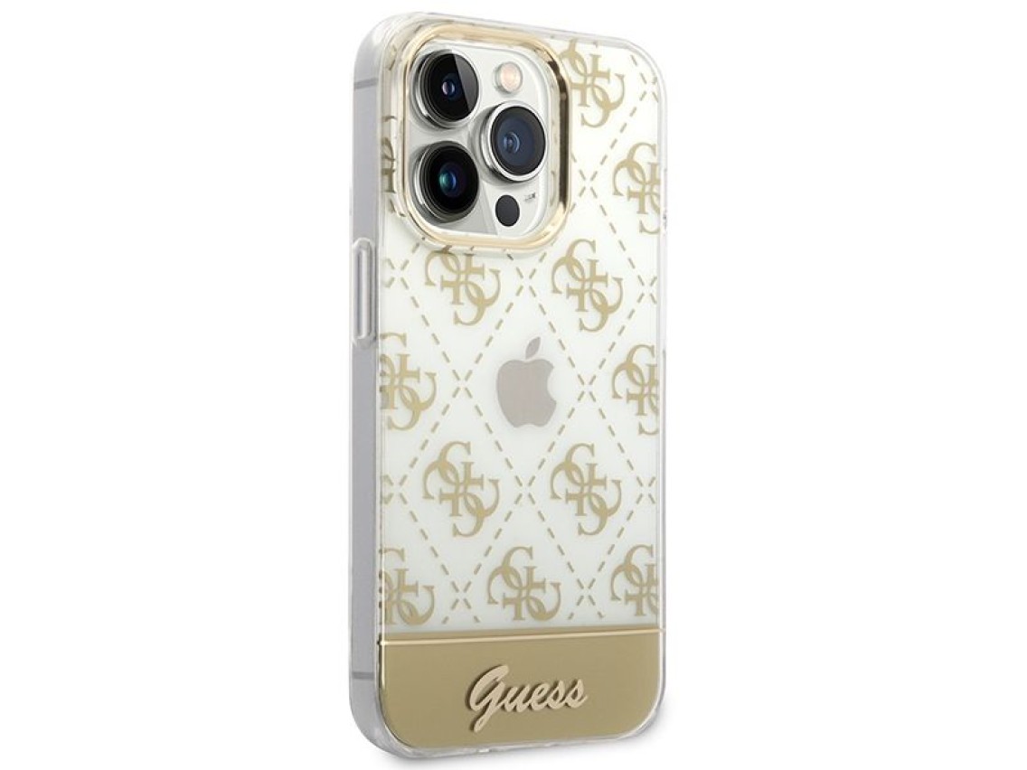 Guess GUHCP14LHG4MHG iPhone 14 Pro 6.1 "dourado / capa rígida dourada 4G Padrão Script
