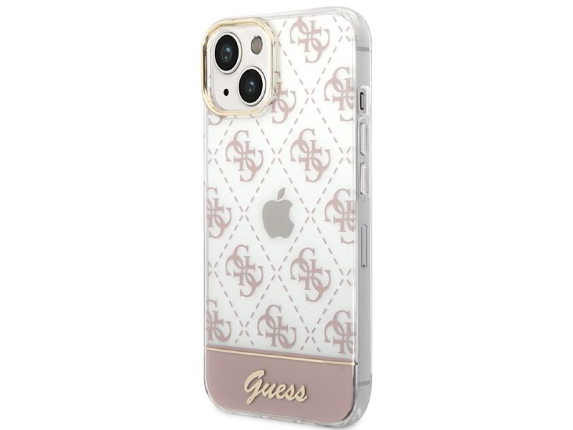 Guess GUHCP14MHG4MHP iPhone 14 Plus 6.7" rosa / carcasa rígida rosa 4G Pattern Script