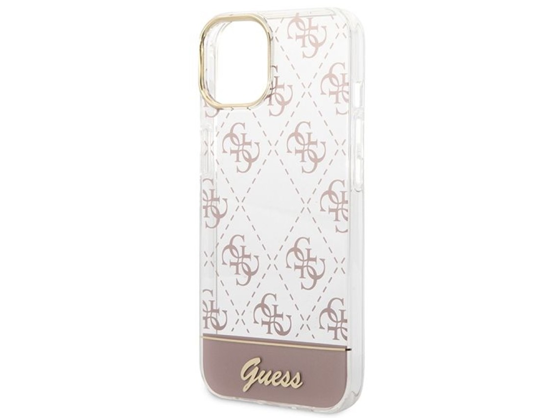 Guess GUHCP14MHG4MHP iPhone 14 Plus 6.7" rosa / carcasa rígida rosa 4G Pattern Script