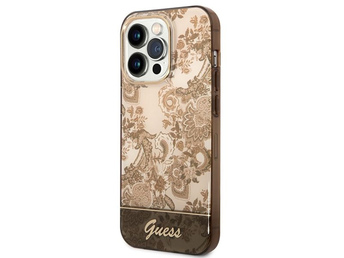 Guess GUHCP14XHGPLHC iPhone 14 Pro Max 6.7" ocher hardcase Porcelain Collection