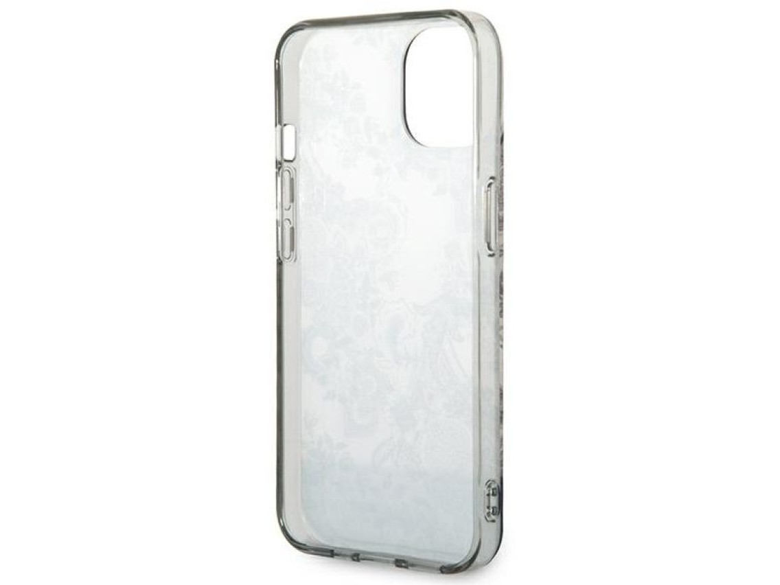 Funda r�gida gris para iPhone 14 Plus de 6,7" de Guess GUHCP14MHGPLHG, colecci�n Porcelain.