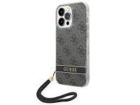 Funda Guess GUOHCP14LH4STK para iPhone 14 Pro de 6,1" negra / carcasa rígida negra 4G con correa est Funda Guess GUOHCP14LH4STK para iPhone 14 Pro de 6,1" negra / carcasa rígida negra 4G con correa est
