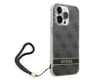 Funda Guess GUOHCP14LH4STK para iPhone 14 Pro de 6,1" negra / carcasa rígida negra 4G con correa est Funda Guess GUOHCP14LH4STK para iPhone 14 Pro de 6,1" negra / carcasa rígida negra 4G con correa est