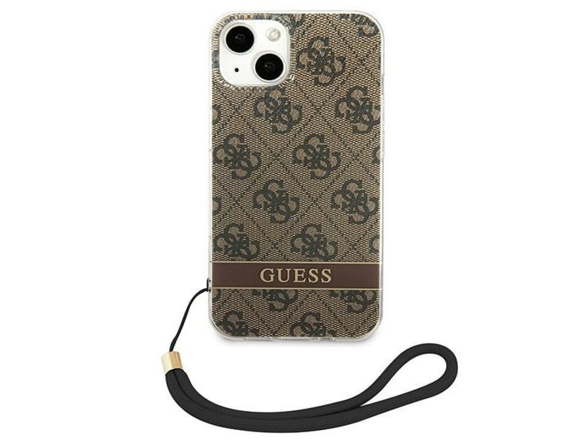 Funda rígida marrón para iPhone 14 Plus de 6,7 pulgadas de Guess GUOHCP14MH4STW, 4G, con correa esta