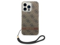 Guess GUOHCP14LH4STW iPhone 14 Pro 6.1 "capa rígida marrom / alça com estampa 4G Guess GUOHCP14LH4STW iPhone 14 Pro 6.1 "capa rígida marrom / alça com estampa 4G