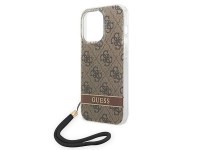 Guess GUOHCP14LH4STW iPhone 14 Pro 6.1 "capa rígida marrom / alça com estampa 4G Guess GUOHCP14LH4STW iPhone 14 Pro 6.1 "capa rígida marrom / alça com estampa 4G