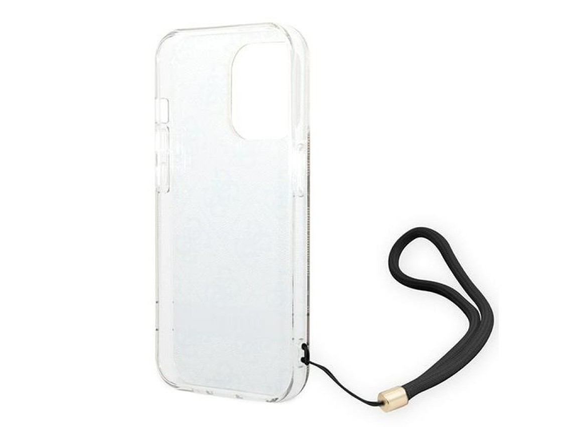 Guess GUOHCP14LH4STW iPhone 14 Pro 6.1 "capa rígida marrom / alça com estampa 4G
