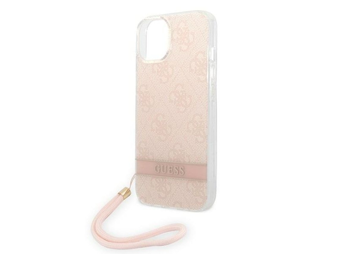 Guess GUOHCP14MH4STP iPhone 14 Plus 6.7 "pink / pink hardcase 4G Print Strap