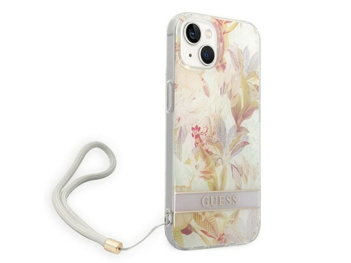 Guess GUOHCP14MHFLSU iPhone 14 Plus 6.7 "roxo / capa rígida roxa com alça de flor