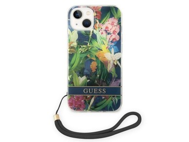 Guess GUOHCP14SHFLSB iPhone 14 6.1 "blue / blue hardcase Flower Strap Guess GUOHCP14SHFLSB iPhone 14 6.1 "blue / blue hardcase Flower Strap