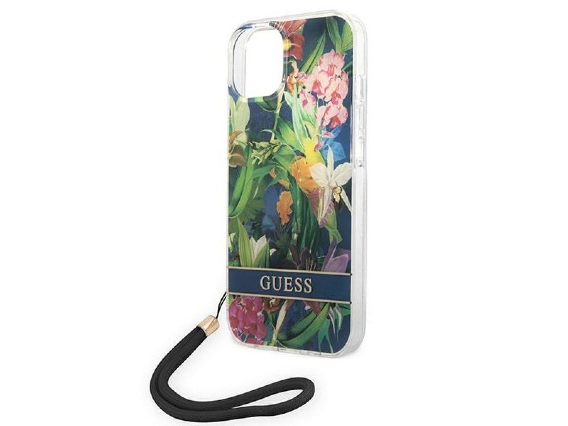 Guess GUOHCP14MHFLSB iPhone 14 Plus 6.7 "blue / blue hardcase Flower Strap