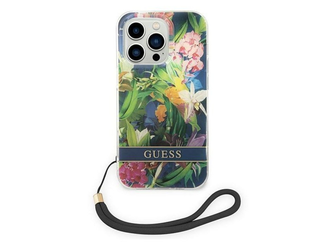 Guess GUOHCP14XHFLSB iPhone 14 Pro Max 6.7 "blue / blue hardcase Flower Strap