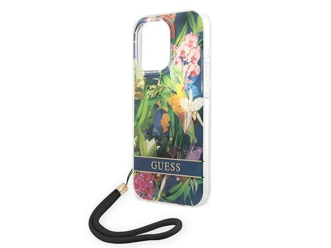 Guess GUOHCP14XHFLSB iPhone 14 Pro Max 6.7 "blue / blue hardcase Flower Strap