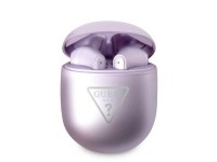 Fones de ouvido Bluetooth Guess GUTWST82TRU TWS + Base de carregamento roxa com logotipo triangular. Fones de ouvido Bluetooth Guess GUTWST82TRU TWS + Base de carregamento roxa com logotipo triangular.