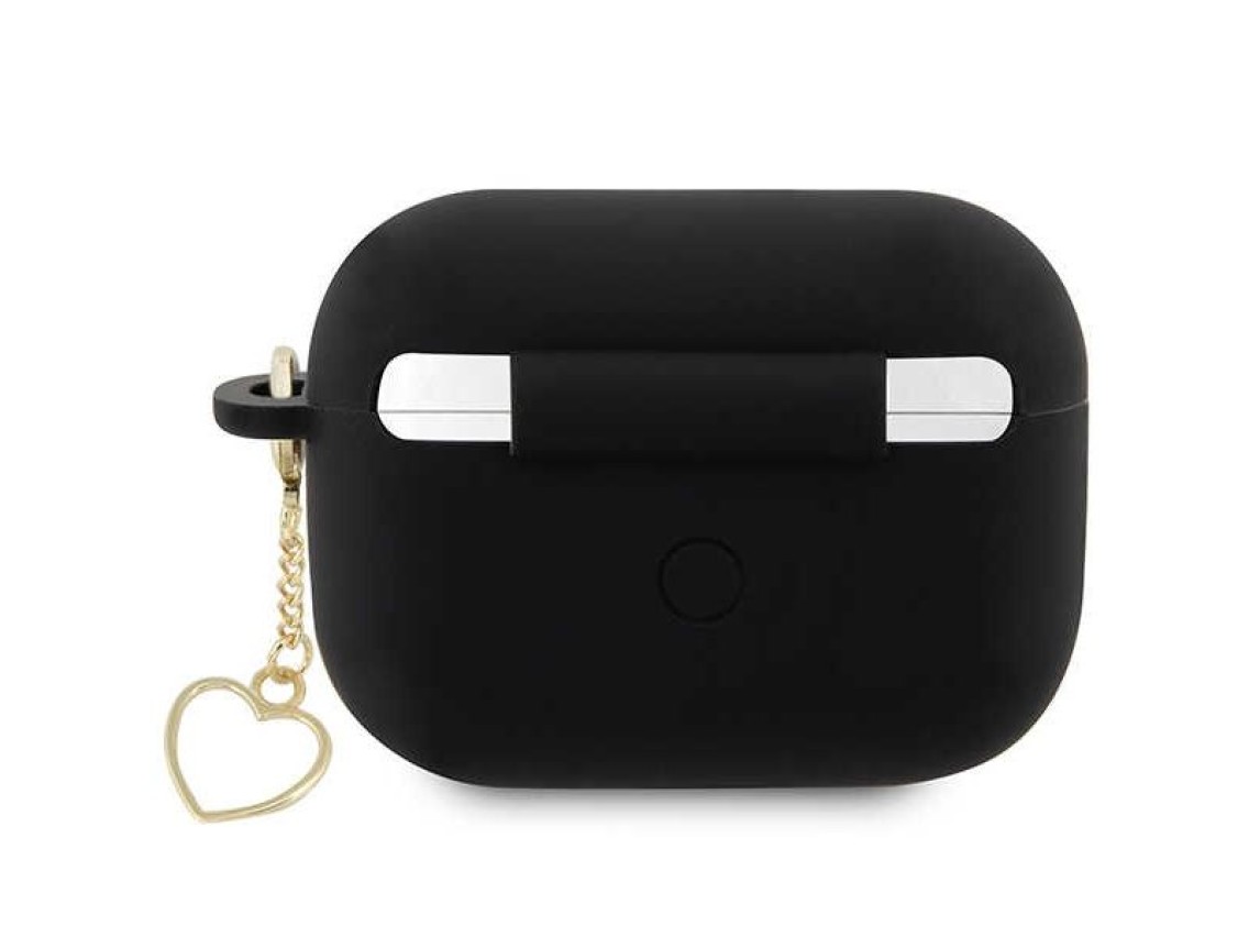 Funda Guess GUAP2LSCHSK para AirPods Pro 2, color negro/negro, de silicona, con dije de corazón.