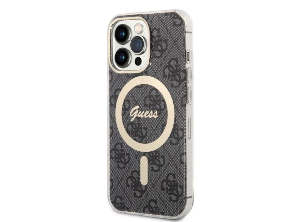 Set Guess GUBPP13LH4EACSK Case+ Charger iPhone 13 Pro black/black hard case 4G Print MagSafe